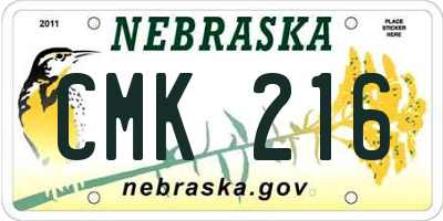 NE license plate CMK216