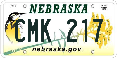 NE license plate CMK217