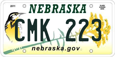 NE license plate CMK223
