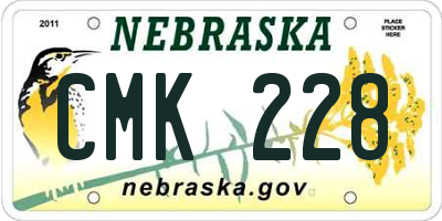 NE license plate CMK228