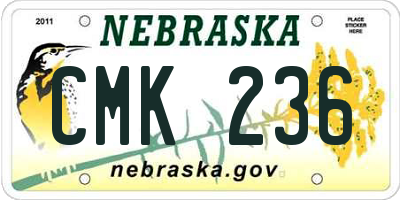 NE license plate CMK236