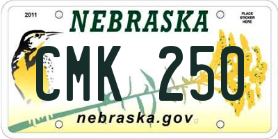 NE license plate CMK250