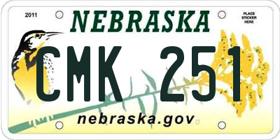 NE license plate CMK251