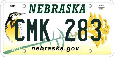 NE license plate CMK283