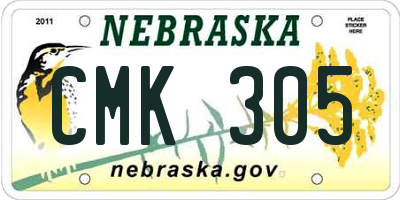 NE license plate CMK305