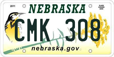 NE license plate CMK308