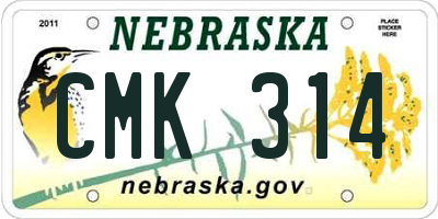NE license plate CMK314