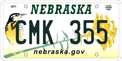 NE license plate CMK355