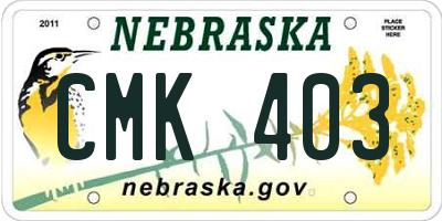 NE license plate CMK403