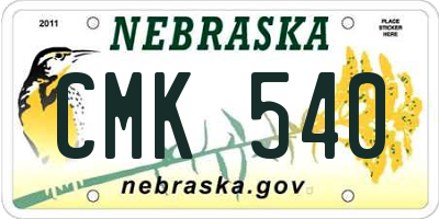 NE license plate CMK540