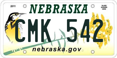 NE license plate CMK542