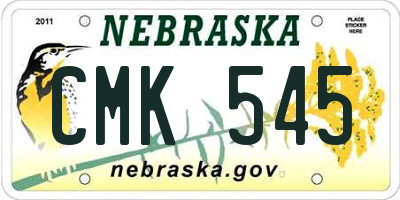 NE license plate CMK545