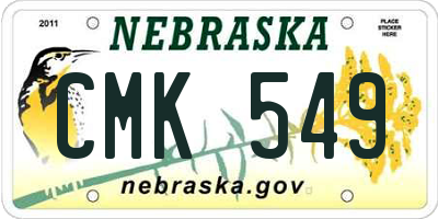 NE license plate CMK549