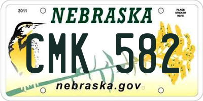 NE license plate CMK582