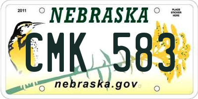NE license plate CMK583