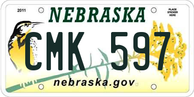 NE license plate CMK597