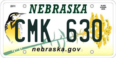 NE license plate CMK630