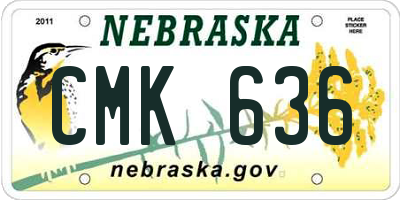 NE license plate CMK636