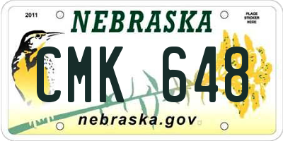 NE license plate CMK648