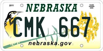NE license plate CMK667