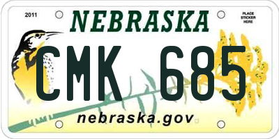 NE license plate CMK685