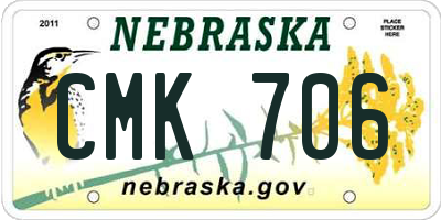 NE license plate CMK706