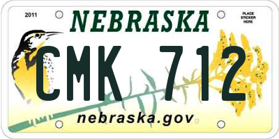 NE license plate CMK712