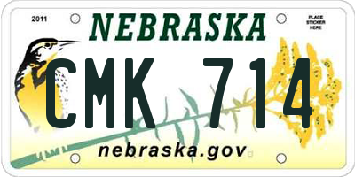 NE license plate CMK714