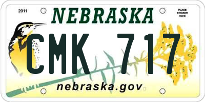 NE license plate CMK717