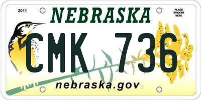 NE license plate CMK736