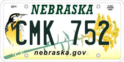 NE license plate CMK752