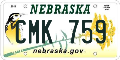 NE license plate CMK759