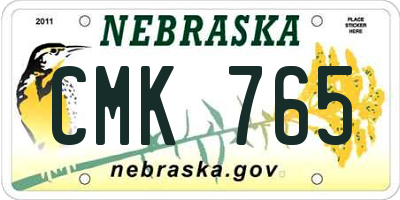NE license plate CMK765