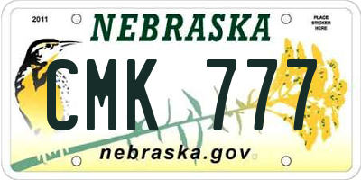 NE license plate CMK777