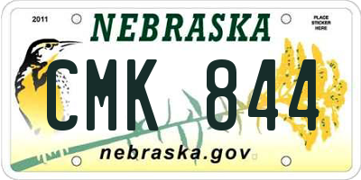 NE license plate CMK844