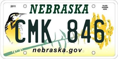 NE license plate CMK846