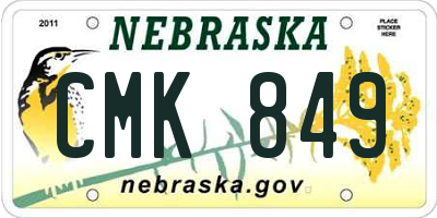 NE license plate CMK849