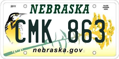 NE license plate CMK863