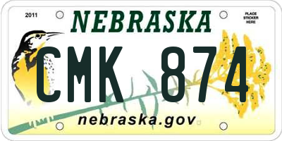 NE license plate CMK874
