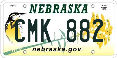 NE license plate CMK882
