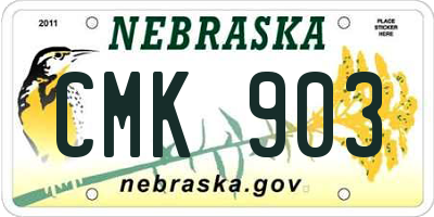 NE license plate CMK903