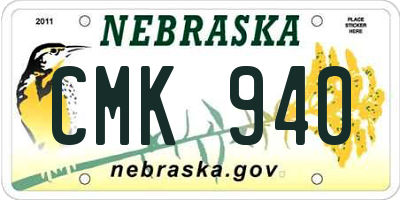 NE license plate CMK940