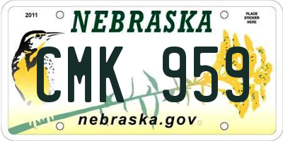 NE license plate CMK959