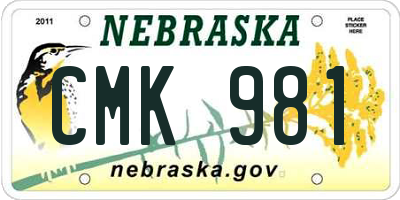 NE license plate CMK981