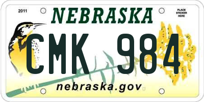 NE license plate CMK984