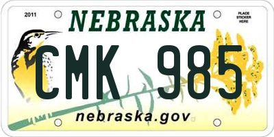 NE license plate CMK985