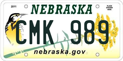 NE license plate CMK989