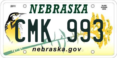 NE license plate CMK993