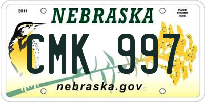 NE license plate CMK997