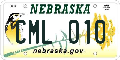 NE license plate CML010